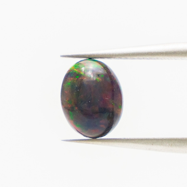 【天然ブラックオパールルース】7×9mm オーバル｜虹色の輝きを宿す神秘の宝石【一点もの】 ①