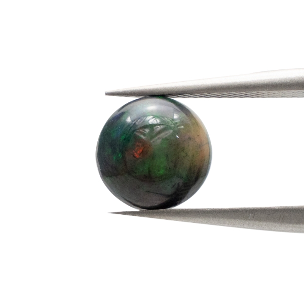 【天然ブラックオパールルース】8×8mm オーバル｜神秘の遊色が煌めく希少宝石【一点もの】 ①